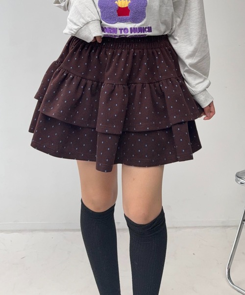 AS KNOW AS plus(アズノゥアズプラス)の「☆ティアードミニスカート(ビジュー・ドット・チェック)(スカート・レディース・レッド系/ブラウン系/グレー系/ブラック系・FREE)」の17枚目の写真