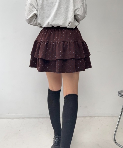 AS KNOW AS plus(アズノゥアズプラス)の「☆ティアードミニスカート(ビジュー・ドット・チェック)(スカート・レディース・レッド系/ブラウン系/グレー系/ブラック系・FREE)」の19枚目の写真