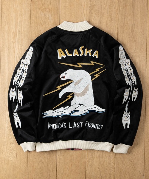 HOUSTON(ヒューストン)の「【22】〔HOUSTON/ヒューストン〕別珍 スーベニアジャケット/スカジャン TIGER/ALASKA(スカジャン・メンズ・ワイン系2/ブラック系1/ブラック系2/グレー系1・MEDIUM/LARGE)」の1枚目の写真