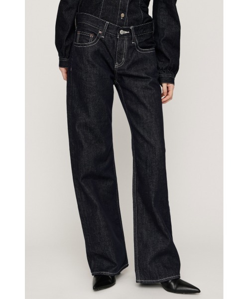 SLY（スライ）の「L/W WIDE STRAIGHT DENIM PT ローウエストワイドストレートデニムパンツ 秋服（デニムパンツ・レディース・ダークブルー/ダークパープル・1/2/0）」の2枚目の写真