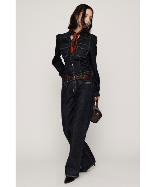 SLY（スライ）の「L/W WIDE STRAIGHT DENIM PT ローウエストワイドストレートデニムパンツ 秋服（デニムパンツ・レディース・ダークブルー/ダークパープル・1/2/0）」の5枚目の写真