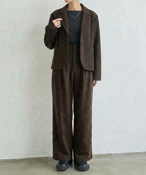 mil(ミル)の「ウールライク ダブルタックパンツ【588227】(スラックス・レディース・ダークブラウン/チャコールグレー/ブラウン系・M-Regular/M-Short/S-Regular/S-Short)」の2枚目の写真
