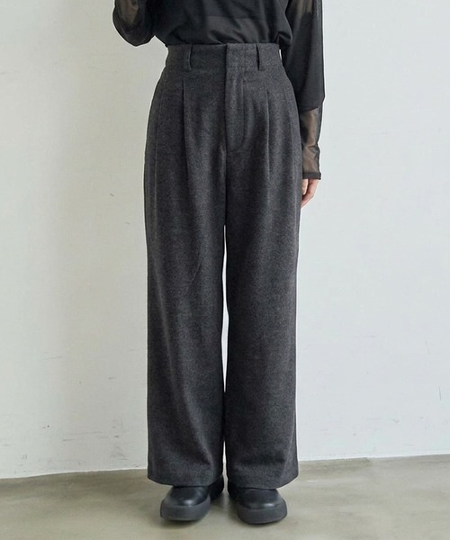 mil(ミル)の「ウールライク ダブルタックパンツ【588227】(スラックス・レディース・ダークブラウン/チャコールグレー/ブラウン系・M-Regular/M-Short/S-Regular/S-Short)」の1枚目の写真