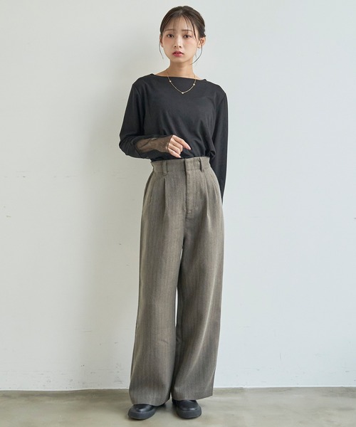 mil(ミル)の「ウールライク ダブルタックパンツ【588227】(スラックス・レディース・ダークブラウン/チャコールグレー/ブラウン系・M-Regular/M-Short/S-Regular/S-Short)」の5枚目の写真