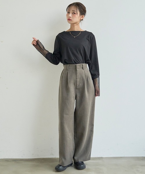 mil(ミル)の「ウールライク ダブルタックパンツ【588227】(スラックス・レディース・ダークブラウン/チャコールグレー/ブラウン系・M-Regular/M-Short/S-Regular/S-Short)」の6枚目の写真