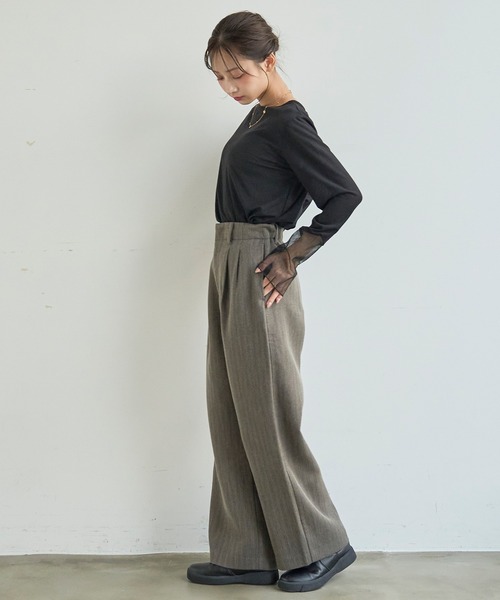 mil(ミル)の「ウールライク ダブルタックパンツ【588227】(スラックス・レディース・ダークブラウン/チャコールグレー/ブラウン系・M-Regular/M-Short/S-Regular/S-Short)」の7枚目の写真