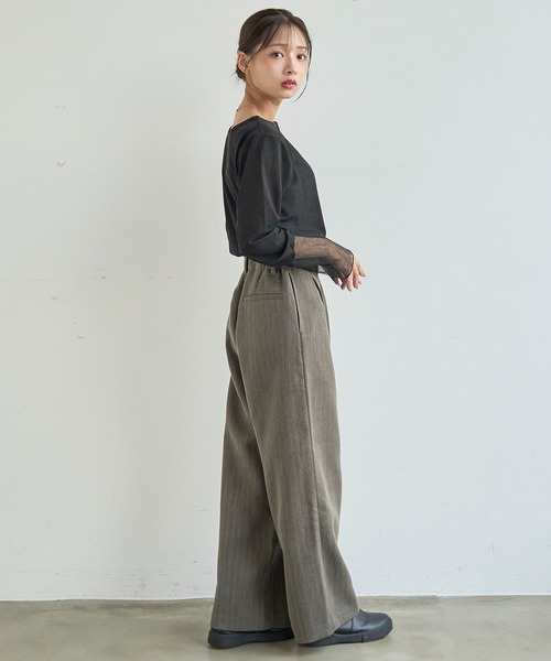 mil(ミル)の「ウールライク ダブルタックパンツ【588227】(スラックス・レディース・ダークブラウン/チャコールグレー/ブラウン系・M-Regular/M-Short/S-Regular/S-Short)」の9枚目の写真