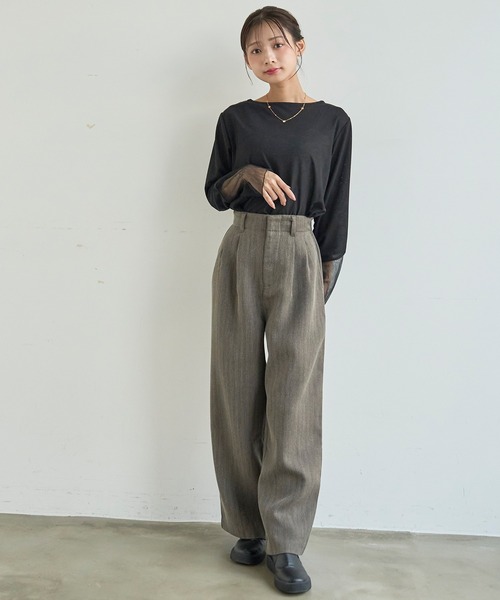 mil(ミル)の「ウールライク ダブルタックパンツ【588227】(スラックス・レディース・ダークブラウン/チャコールグレー/ブラウン系・M-Regular/M-Short/S-Regular/S-Short)」の10枚目の写真