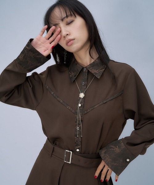 HARE(ハレ)の「ラメアートジャガードシャツ(HARE)(シャツ/ブラウス・レディース・ブラック/ブラウン/グレー/グリーン・FREE)」の3枚目の写真