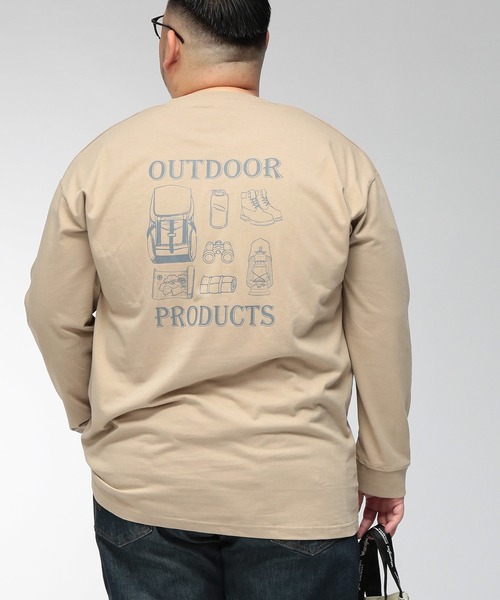 OUTDOOR PRODUCTS(アウトドアプロダクツ)の「Tシャツ 長袖 メンズ 大きいサイズ 天竺 アウトドアバックプリント クルーネック ロングスリーブ カットソー OUTDOOR PRODUCTS (アウトドアプロダクツ)(Tシャツ/カットソー・メンズ・ブラック/ベージュ・3L/4L/5L)」の2枚目の写真