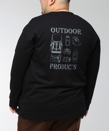 Tシャツ 長袖 メンズ 大きいサイズ 天竺 アウトドアバックプリント クルーネック ロングスリーブ カットソー OUTDOOR PRODUCTS (アウトドアプロダクツ)