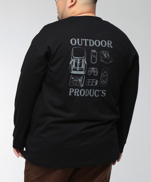 OUTDOOR PRODUCTS(アウトドアプロダクツ)の「Tシャツ 長袖 メンズ 大きいサイズ 天竺 アウトドアバックプリント クルーネック ロングスリーブ カットソー OUTDOOR PRODUCTS (アウトドアプロダクツ)(Tシャツ/カットソー・メンズ・ブラック/ベージュ・3L/4L/5L)」の1枚目の写真