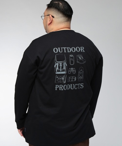 OUTDOOR PRODUCTS(アウトドアプロダクツ)の「Tシャツ 長袖 メンズ 大きいサイズ 天竺 アウトドアバックプリント クルーネック ロングスリーブ カットソー OUTDOOR PRODUCTS (アウトドアプロダクツ)(Tシャツ/カットソー・メンズ・ブラック/ベージュ・3L/4L/5L)」の3枚目の写真