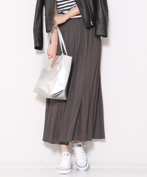 MYSELF ABAHOUSE（マイセルフアバハウス）の「ヴィンテージサテンロングスカート（スカート・レディース・ベージュ/カーキ/チャコールグレー/ネイビー・FREE）」の2枚目の写真