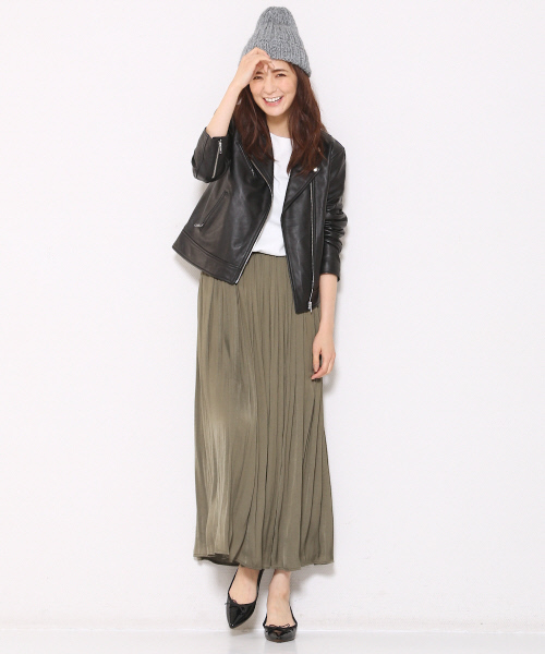 MYSELF ABAHOUSE（マイセルフアバハウス）の「ヴィンテージサテンロングスカート（スカート・レディース・ベージュ/カーキ/チャコールグレー/ネイビー・FREE）」の16枚目の写真