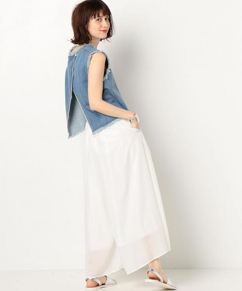 Another Edition(アナザーエディション)の「デニムフリンジノースリーブ/AEBC フリンジ NSL DNM◆(シャツ/ブラウス・レディース・コバルトブルー・FREE)」の5枚目の写真