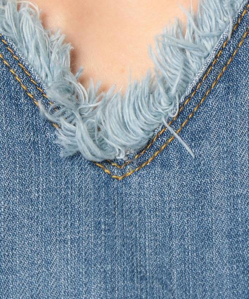Another Edition(アナザーエディション)の「デニムフリンジノースリーブ/AEBC フリンジ NSL DNM◆(シャツ/ブラウス・レディース・コバルトブルー・FREE)」の9枚目の写真