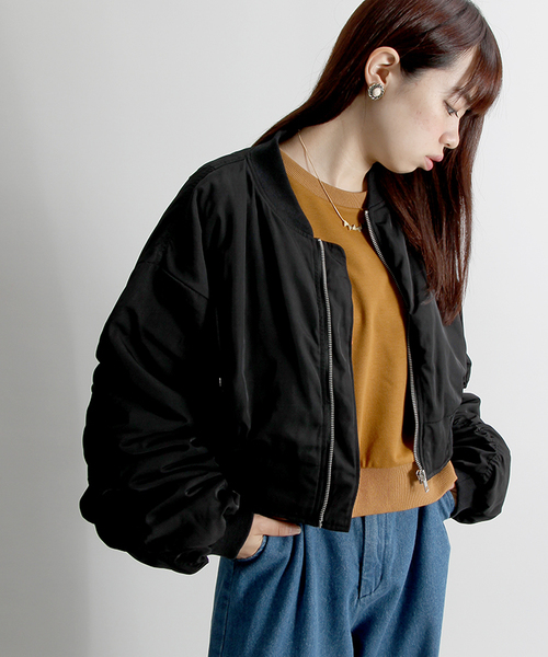 WEGO(ウィゴー)の「DISPARK/ボリュームスリーブMA-1(MA-1・レディース・カーキ/ブラック・FREE)」の2枚目の写真