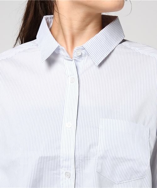 Honeys（ハニーズ）の「２ｗａｙシャツ（シャツ/ブラウス・レディース・ブルー系その他/ホワイト×ネイビー/ホワイト×ブラック/ホワイト×ブルー/ホワイト・L/M）」の9枚目の写真