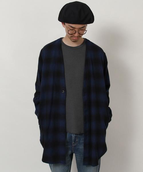 coen（コーエン）の「オンブレチェックネルシャツガウン（シャツ/ブラウス・メンズ・ネイビー/ブラック・SMALL/LARGE/MEDIUM）」の14枚目の写真