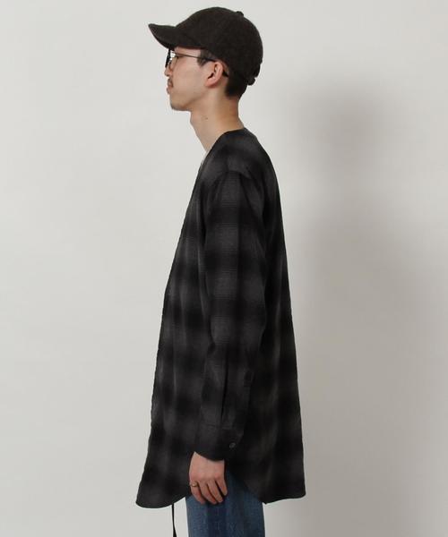 coen（コーエン）の「オンブレチェックネルシャツガウン（シャツ/ブラウス・メンズ・ネイビー/ブラック・SMALL/LARGE/MEDIUM）」の7枚目の写真