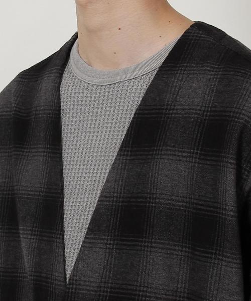 coen（コーエン）の「オンブレチェックネルシャツガウン（シャツ/ブラウス・メンズ・ネイビー/ブラック・SMALL/LARGE/MEDIUM）」の9枚目の写真