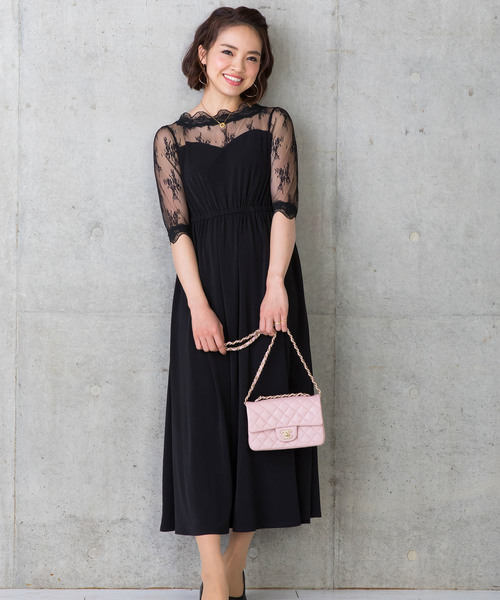 Sweetmommy 授乳服 マタニティ スウィートマミー の レース切替オケージョンワンピ 5分袖 マタニティウェア Wear