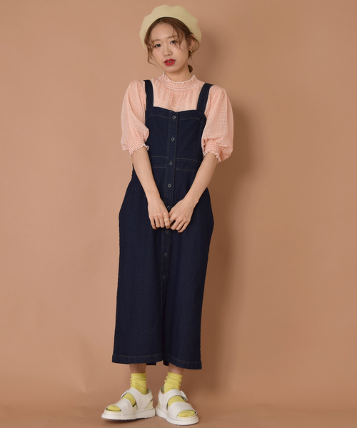 w closet（ダブルクローゼット）の「シアーチェックシャーリングブラウス（シャツ/ブラウス・レディース・コーラルピンク/サックスブルー/ブラック/ブルー/イエロー・FREE）」の16枚目の写真