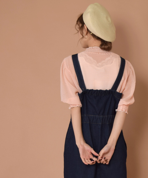 w closet（ダブルクローゼット）の「シアーチェックシャーリングブラウス（シャツ/ブラウス・レディース・コーラルピンク/サックスブルー/ブラック/ブルー/イエロー・FREE）」の18枚目の写真