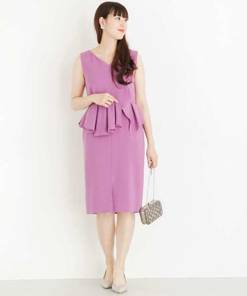 URBAN RESEARCH ROSSO WOMEN(アーバンリサーチ ロッソ)の「ハートネックランダムペプラムドレス∴(ワンピース・レディース・ブルー系その他/パープル系その他・FREE)」の4枚目の写真