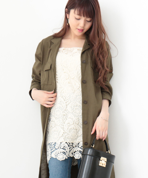 N.（N. Natural Beauty Basic）（エヌエヌナチュラルビューティーベーシック）の「レースキャミチュニック（チュニック・レディース・ブラック/ホワイト・MEDIUM）」の2枚目の写真