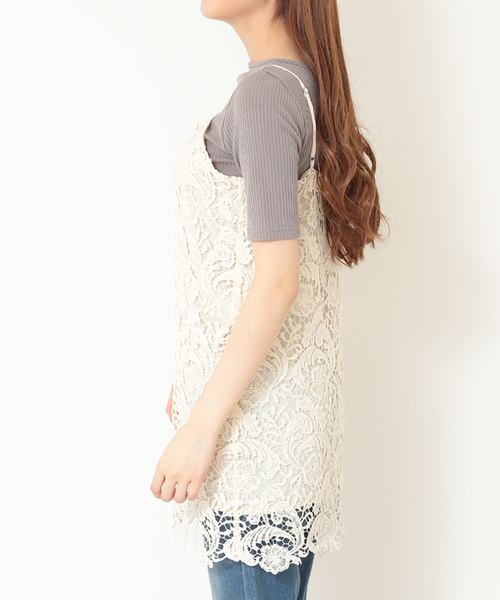 N.（N. Natural Beauty Basic）（エヌエヌナチュラルビューティーベーシック）の「レースキャミチュニック（チュニック・レディース・ブラック/ホワイト・MEDIUM）」の13枚目の写真