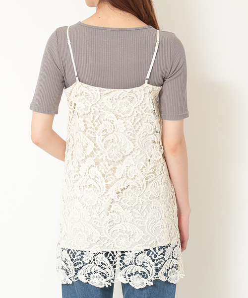 N.（N. Natural Beauty Basic）（エヌエヌナチュラルビューティーベーシック）の「レースキャミチュニック（チュニック・レディース・ブラック/ホワイト・MEDIUM）」の14枚目の写真