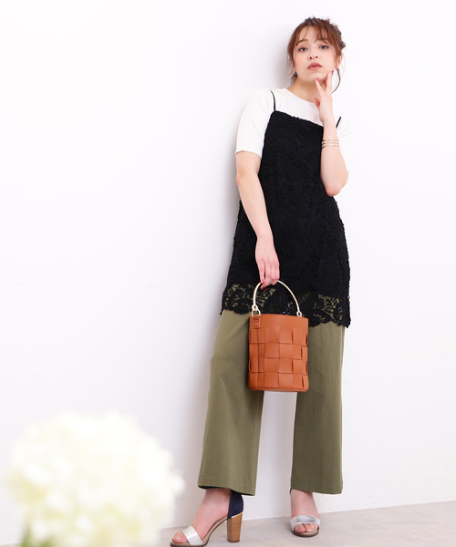 N.（N. Natural Beauty Basic）（エヌエヌナチュラルビューティーベーシック）の「レースキャミチュニック（チュニック・レディース・ブラック/ホワイト・MEDIUM）」の4枚目の写真