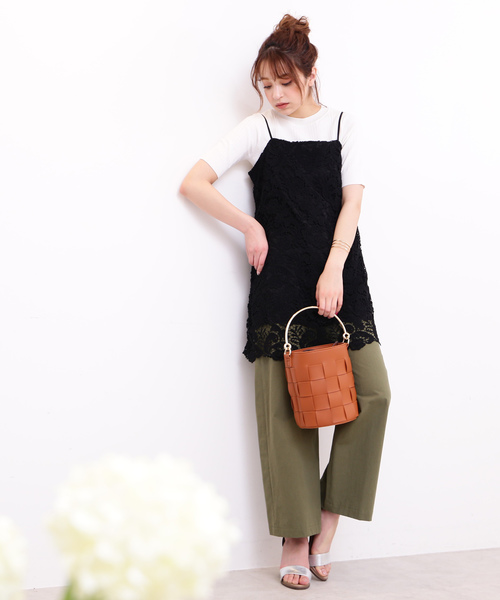 N.（N. Natural Beauty Basic）（エヌエヌナチュラルビューティーベーシック）の「レースキャミチュニック（チュニック・レディース・ブラック/ホワイト・MEDIUM）」の5枚目の写真