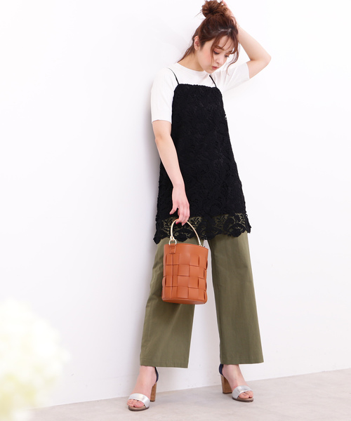 N.（N. Natural Beauty Basic）（エヌエヌナチュラルビューティーベーシック）の「レースキャミチュニック（チュニック・レディース・ブラック/ホワイト・MEDIUM）」の6枚目の写真