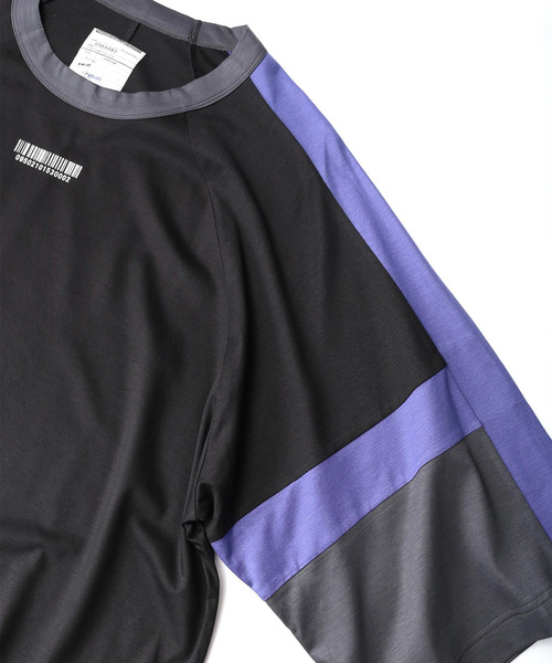 SHAREEF（シャリーフ）の「"BARCODE" SWITCHING BIG-T（Tシャツ/カットソー・メンズ・ラベンダー/ブラック/ベージュ/ネイビー・1/2/3）」の9枚目の写真