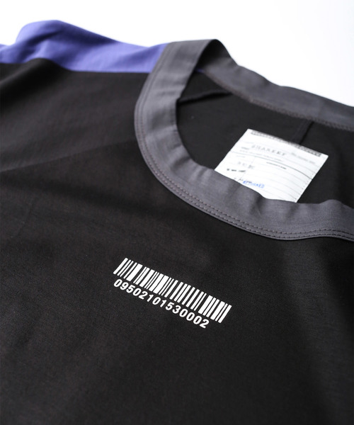 SHAREEF（シャリーフ）の「"BARCODE" SWITCHING BIG-T（Tシャツ/カットソー・メンズ・ラベンダー/ブラック/ベージュ/ネイビー・1/2/3）」の11枚目の写真