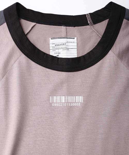 SHAREEF（シャリーフ）の「"BARCODE" SWITCHING BIG-T（Tシャツ/カットソー・メンズ・ラベンダー/ブラック/ベージュ/ネイビー・1/2/3）」の5枚目の写真