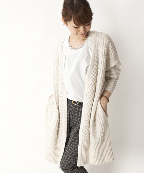 Nano Universe ナノユニバース の Ff ローゲージケーブルロングカーデ L S カーディガン ボレロ Wear