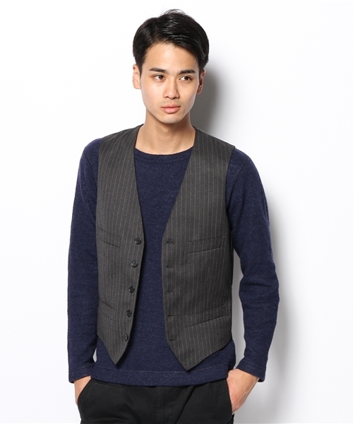 green label relaxing（グリーンレーベルリラクシング）の「TASMA CH/ST 5B ベスト（スーツベスト・メンズ・ダークグレー/ネイビー・44/46/48/50/42/52）」の6枚目の写真