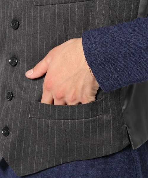green label relaxing（グリーンレーベルリラクシング）の「TASMA CH/ST 5B ベスト（スーツベスト・メンズ・ダークグレー/ネイビー・44/46/48/50/42/52）」の8枚目の写真