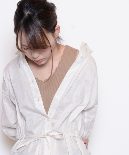 cepo(セポ)の「カギバリリブニットタンク(タンクトップ)」|ベージュ