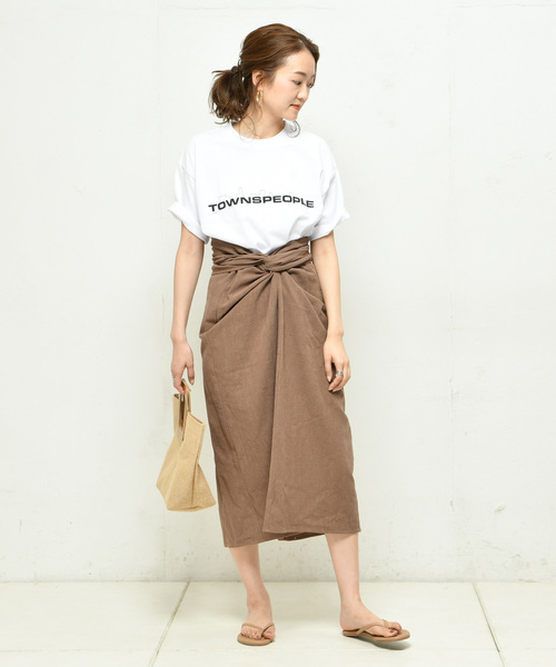 DouDou（ドゥドゥ）の「TOWNSPEOPLE（Tシャツ/カットソー・レディース・ホワイト/サンドベージュ・LARGE/MEDIUM）」の6枚目の写真