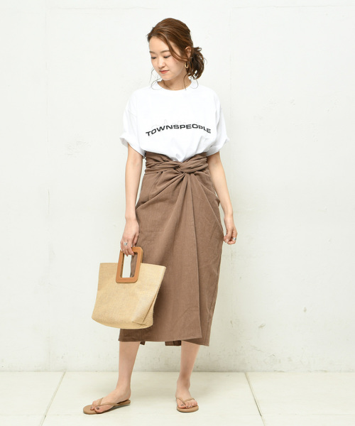 DouDou（ドゥドゥ）の「TOWNSPEOPLE（Tシャツ/カットソー・レディース・ホワイト/サンドベージュ・LARGE/MEDIUM）」の8枚目の写真