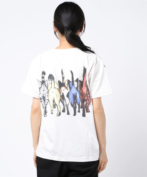go slow caravan（ゴースローキャラバン）の「リブツキプリント ユルSS TEE ネコアユミ W（Tシャツ/カットソー・レディース・ホワイト/サックスブルー・FREE）」の10枚目の写真
