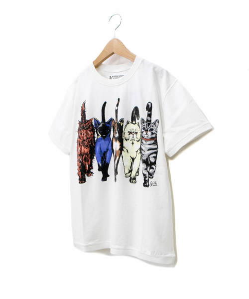 go slow caravan（ゴースローキャラバン）の「リブツキプリント ユルSS TEE ネコアユミ W（Tシャツ/カットソー・レディース・ホワイト/サックスブルー・FREE）」の14枚目の写真