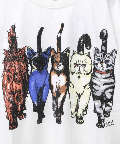 go slow caravan（ゴースローキャラバン）の「リブツキプリント ユルSS TEE ネコアユミ W（Tシャツ/カットソー・レディース・ホワイト/サックスブルー・FREE）」の12枚目の写真