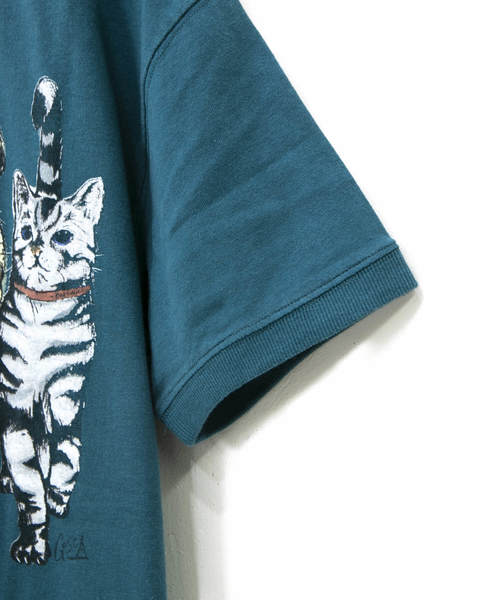 go slow caravan（ゴースローキャラバン）の「リブツキプリント ユルSS TEE ネコアユミ W（Tシャツ/カットソー・レディース・ホワイト/サックスブルー・FREE）」の7枚目の写真
