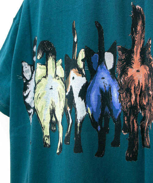 go slow caravan（ゴースローキャラバン）の「リブツキプリント ユルSS TEE ネコアユミ W（Tシャツ/カットソー・レディース・ホワイト/サックスブルー・FREE）」の9枚目の写真